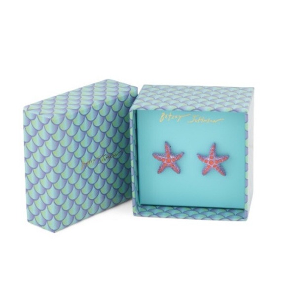 Betsey Johnson Jewelry - BETSEY JOHNSON Mermaid Jewels Purple Orange Crystals Starfish Earrings- NEW